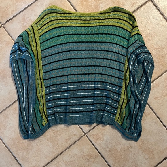 Loft Striped Bat Wing green and blue knit top by Ann Taylor size Small - Picture 2 of 10